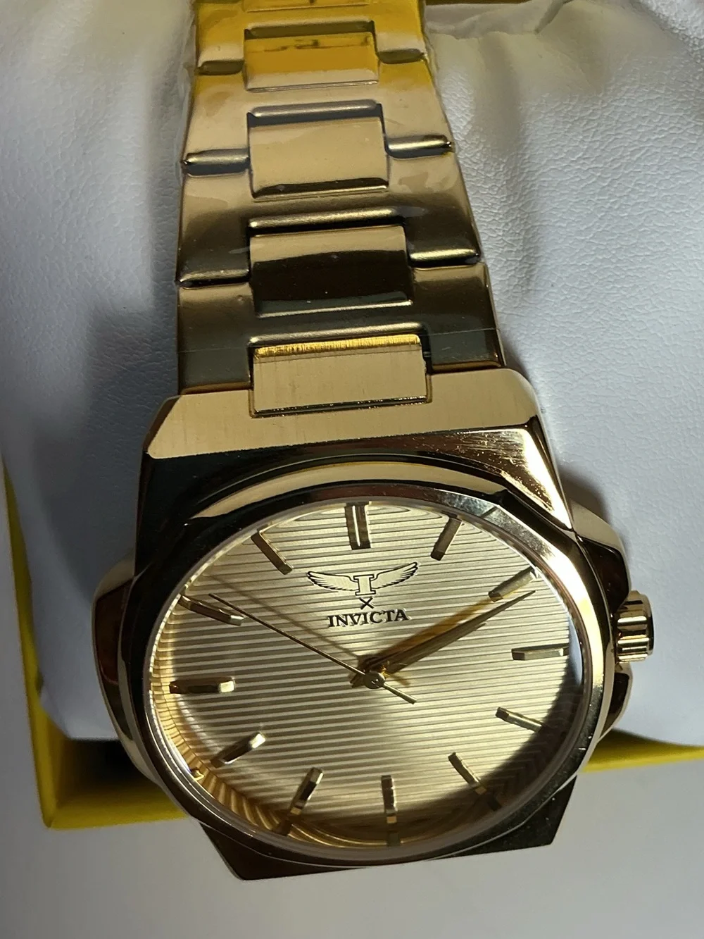 Invicta Men’s Gold Stainless Steel Bracelet Watch with Textured Gold Dial